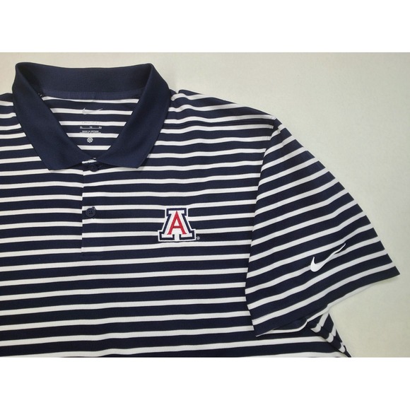Arizona Wildcats Nike Dri-Fit Polo Shirt Mens XL Blue White Striped Limited Use - Picture 1 of 6